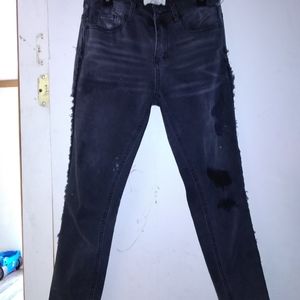 Black ruched side skinny jeans